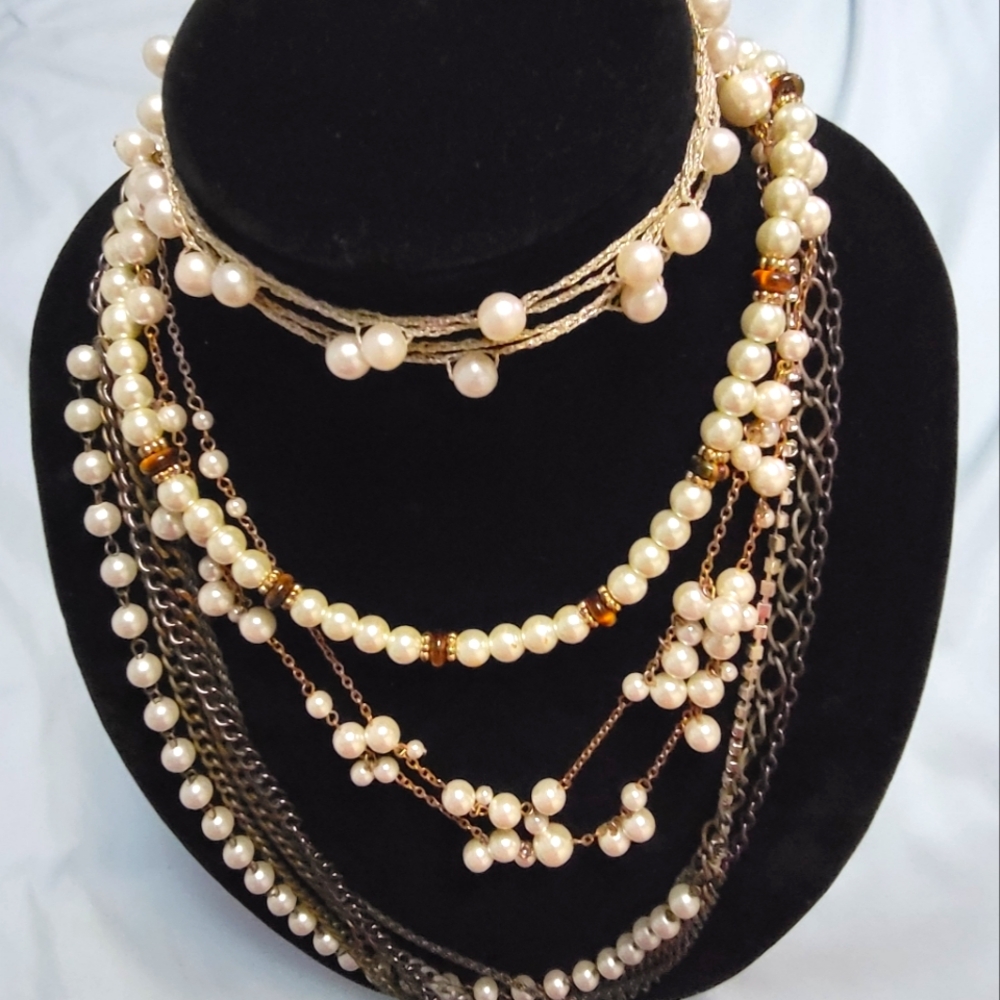 Variety of 4 faux Pearl necklace